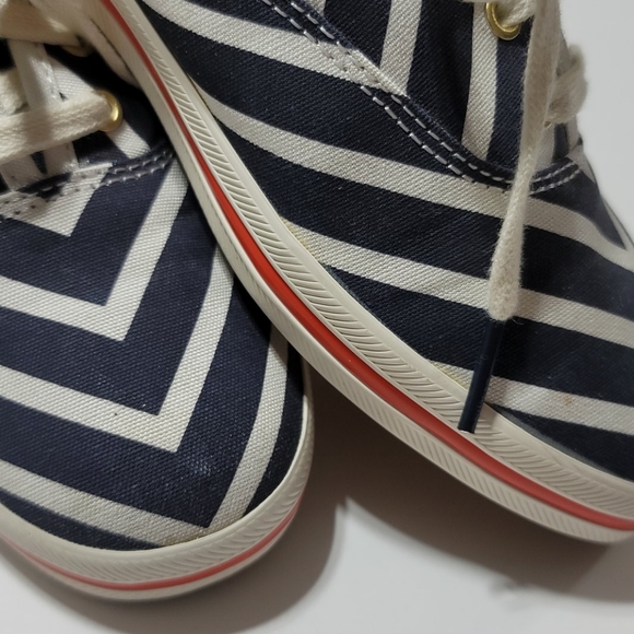 KATE SPADE KEDS CANVAS SNEAKER PREPPY COASTAL STRIPES BLUE CREAM TENNIS SHOES 7 - Picture 13 of 16